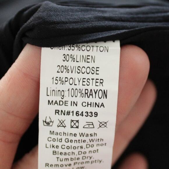 NWT Petal and Pup Linen Blend Square Neck Puff Short Sleeve Mini Dress Black S - Picture 7 of 9